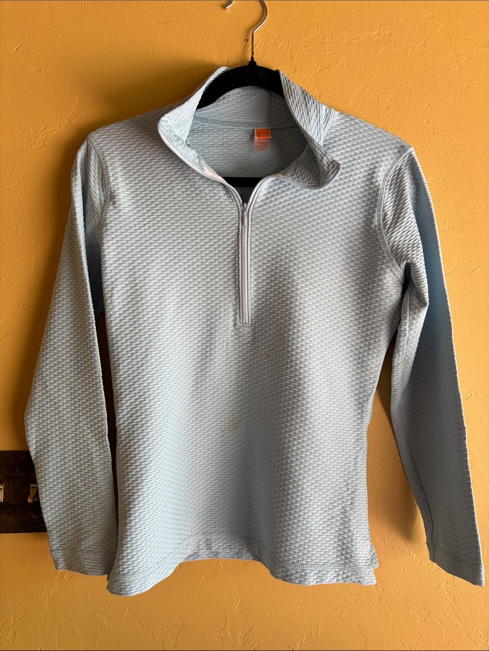 Lucy Light Blue Half-Zip Textured Pullover